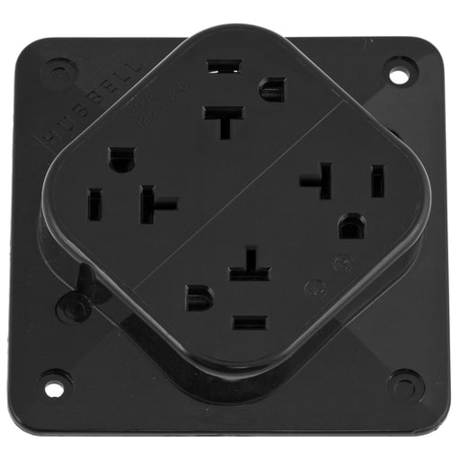 Hubbell Wiring Device - Hubbell HBL420BK4-PLEX Receptacle, 20A 125V, 5-20R, BK
