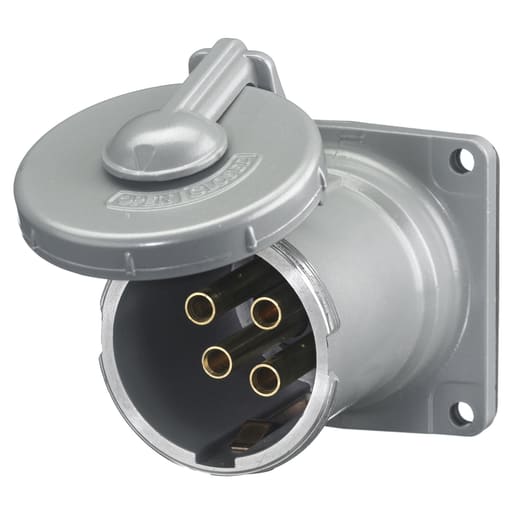 Hubbell Wiring Device - Hubbell HBL4100RS2WR 100 Amp 600 VAC 200 VDC 3-Pole 4-Wire Style II Watertight IEC Pin and Sleeve Receptacle