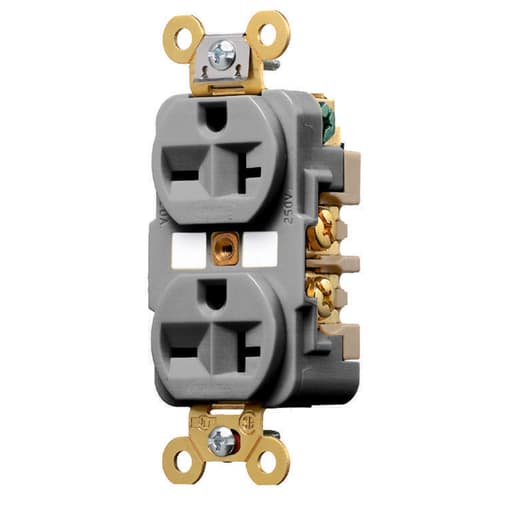 Hubbell Wiring Device - Hubbell HBL5462GY 20 Amp 250 Volt 2-Pole 3-Wire NEMA 6-20R Gray Straight Blade Duplex Receptacle