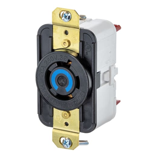 Hubbell Wiring Device - Hubbell HBL2420ST 20A, 3 Phase 250V AC, 3 Pole Spring Termination Single Flush Receptacle