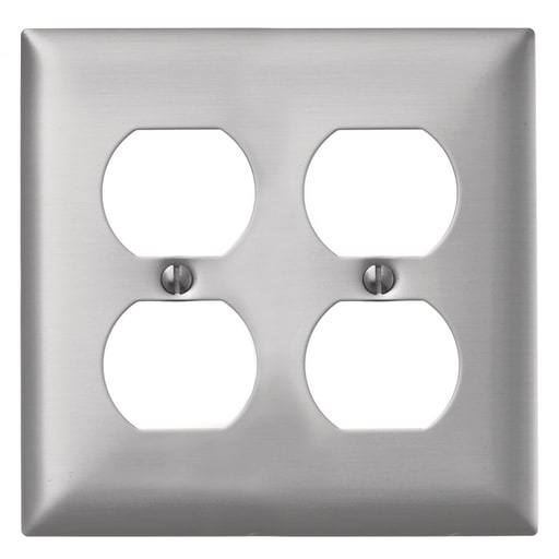 Hubbell Wiring Device - Hubbell SA82 WALLPLATE 2-G, 2 DUP OPENING, ALUM