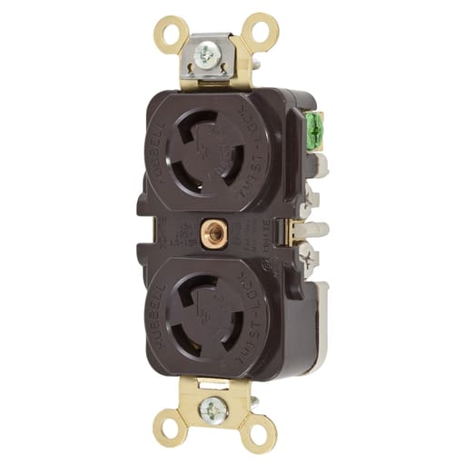 Hubbell Wiring Device - Hubbell HBL4700 15A 125V Twist-Lock Brown Duplex Receptacle