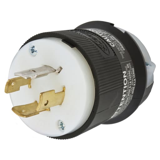 Hubbell Wiring Device - Hubbell HBL2451 20 Amp 277/480 Volt 4-Pole 4-Wire NEMA L19-20P Black and White Locking Plug