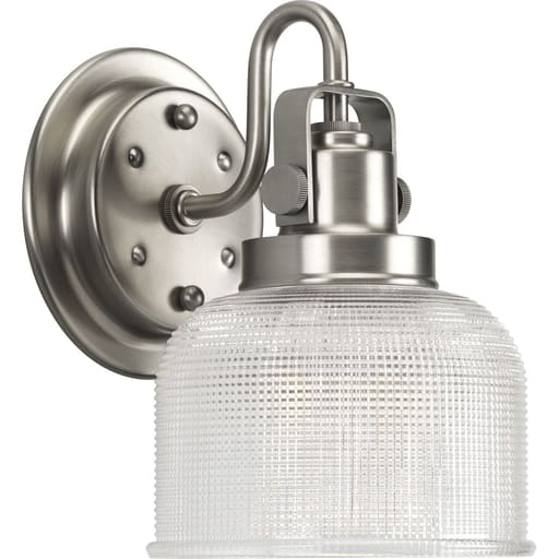 Progress Lighting - Progress P2989-81 Archie Collection One-Light Antique Nickel Clear Double Prismatic Glass Coastal Bath Vanity Light