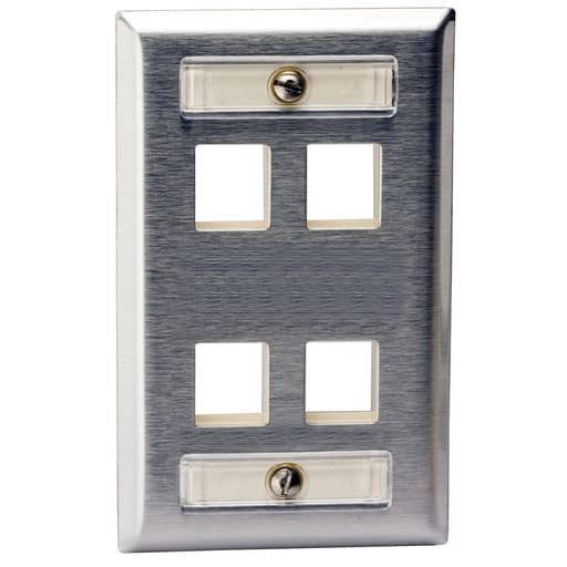 Hubbell Wiring Device - Hubbell SSFL14 1-Gang Stainless Steel 4-Port Face Plate