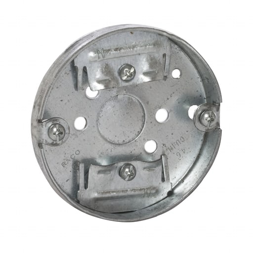 Raco Manufacturing - Raco 292 3-1/2" Steel Round Ceiling Pan, 1/2" Deep, 1/2" Center Bottom Knockout, NMSC Clamps