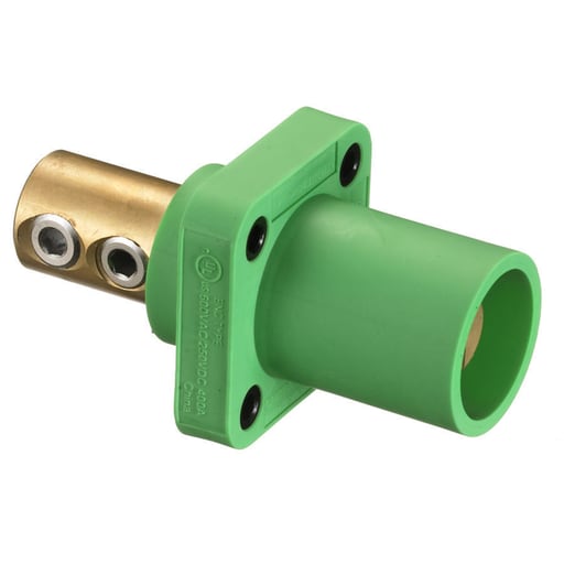 Hubbell Wiring Device - Hubbell HBLMRGN 400 Amp 1-Pole Green Double Set Screw Male Cam Type Receptacle