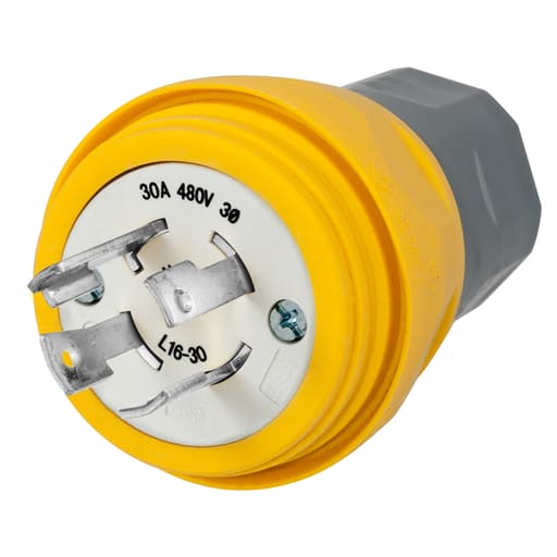 Hubbell Wiring Device - Hubbell HBL28W76 30 Amp 480 Volt 3-Pole 4-Wire NEMA L16-30P Yellow Locking Plug
