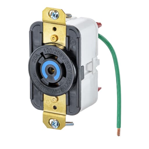 Hubbell Wiring Device - Hubbell HBL2510ST 20A, 3 Phase Y 120/208V AC, 4 Pole, Spring Termination Single Flush Receptacle