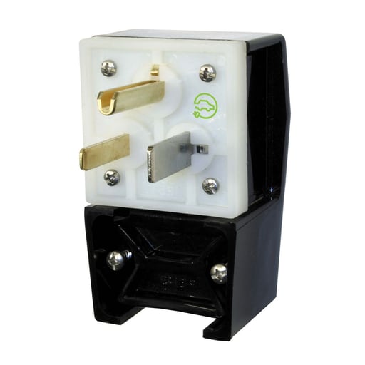 Hubbell Wiring Device - Hubbell HBL9368 Black 50A 250V Nylon Heavy-Duty Plug, Angle