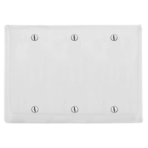 Hubbell Wiring Device - Hubbell NP33W 3-Gang White Nylon Standard 3-Blank Box Mount Wallplate