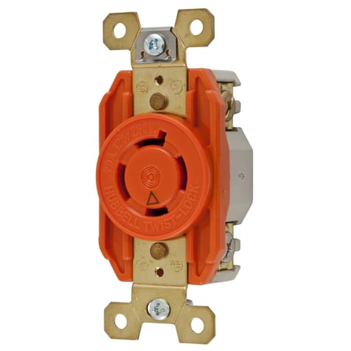 Hubbell Wiring Device - Hubbell IG2410 20 Amp 125/250 Volt Orange L14-20R Isolated Ground Locking Device Receptacle