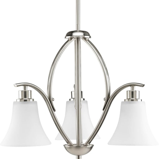 Progress Lighting - Progress P4489-09 Joy Collection Three-Light Brushed Nickel Etched Glass Traditional Chandelier Light