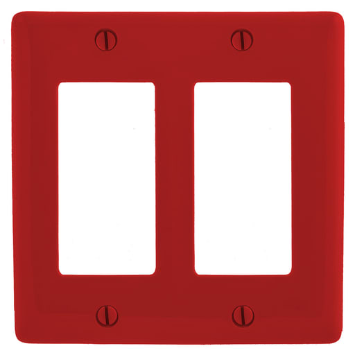 Hubbell Wiring Device - Hubbell NPJ262R 2-Gang Red Nylon Medium 2-Decorator Switch Wallplate