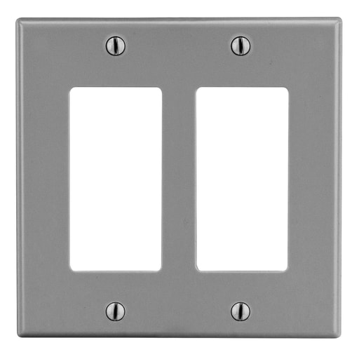 Hubbell Wiring Device - HWDK P262GY WALLPLATE, 2-G, 2) DEC,