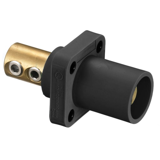 Hubbell Wiring Device - Hubbell HBLMRBK 400 Amp 1-Pole Black Double Set Screw Male Cam Type Receptacle