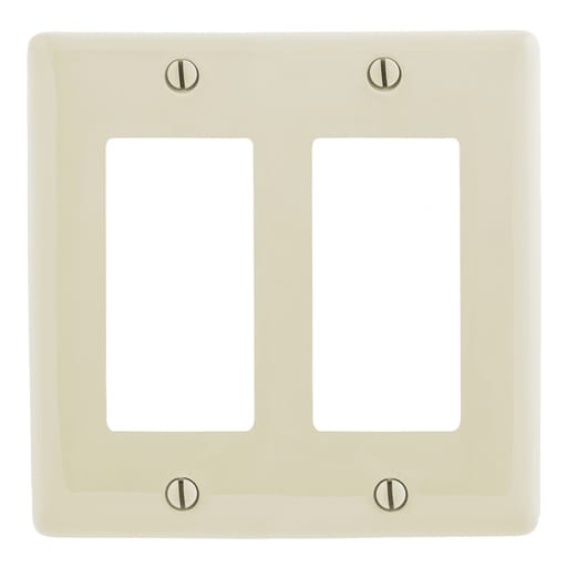 Hubbell Wiring Device - Hubbell NPJ262LA 2-Gang Light Almond Nylon Medium 2-Decorator Switch Wallplate