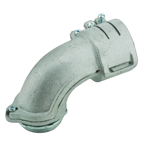 Raco Manufacturing - Raco 2208 2" 90deg Flex Squeeze Connector, Non-Insulated, for FMC/AC/MC Cable