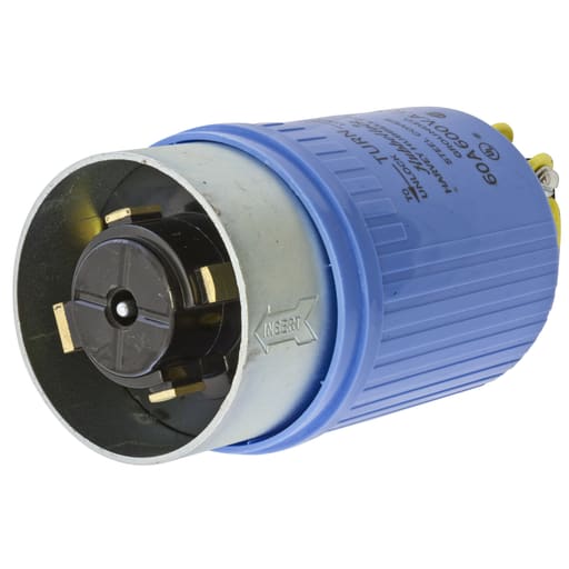 Hubbell Wiring Device - Hubbell HBL26519 60A 600V HUBBELLOCK Blue Thermoplastic / Steel Plug