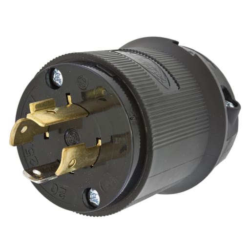 Hubbell Wiring Device - Hubbell HBL2411BK 20 Amp 125/250 Volt 3-Pole 4-Wire NEMA L14-20P Black Locking Plug