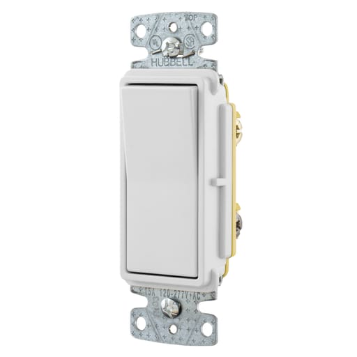 Hubbell Wiring Device - Hubbell RSD315W 15 Amp 120/277 VAC 3-Way White Rocker Switch