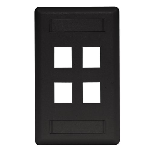 Hubbell Wiring Device - HPW IFP14BK PLATE, WALL,FLUSH,1-G,4