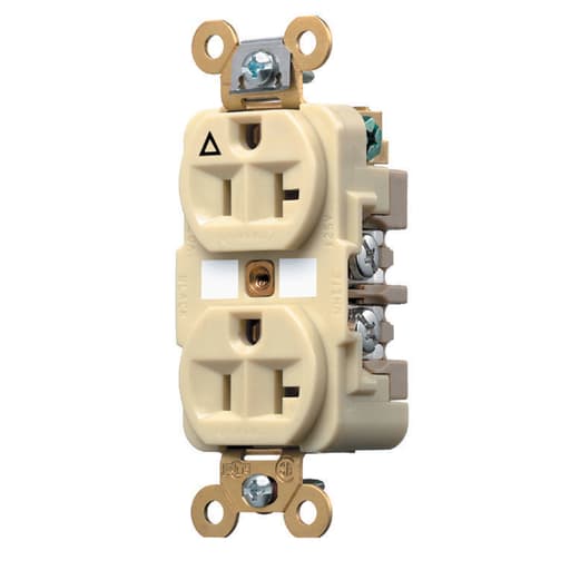 Hubbell Wiring Device - Hubbell IG5362I 20 Amp 125 Volt 2-Pole 3-Wire NEMA 5-20R Ivory Isolated Ground Straight Blade Duplex Receptacle
