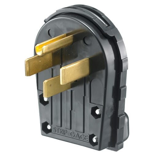 Hubbell Wiring Device - Hubbell RR435P 30/50 Amp 125/250 Volt 3-Pole 4-Wire NEMA 14-30R/14-50R Black Range and Dryer Power Angled Plug