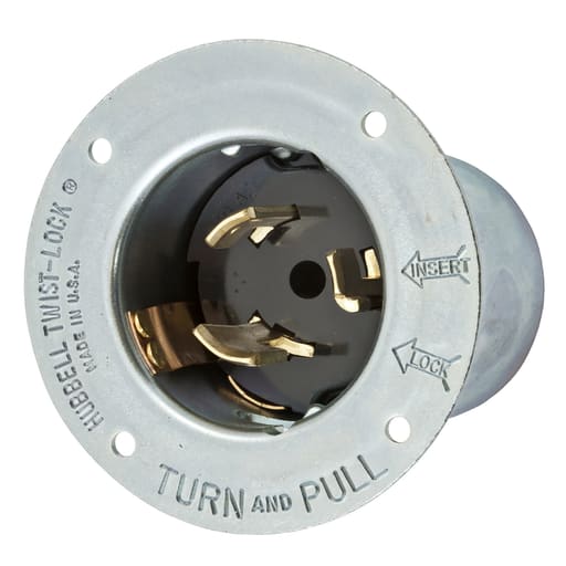 Hubbell Wiring Device - Hubbell CS8275 50A 250V Twist-Lock Metallic Flanged Inlet