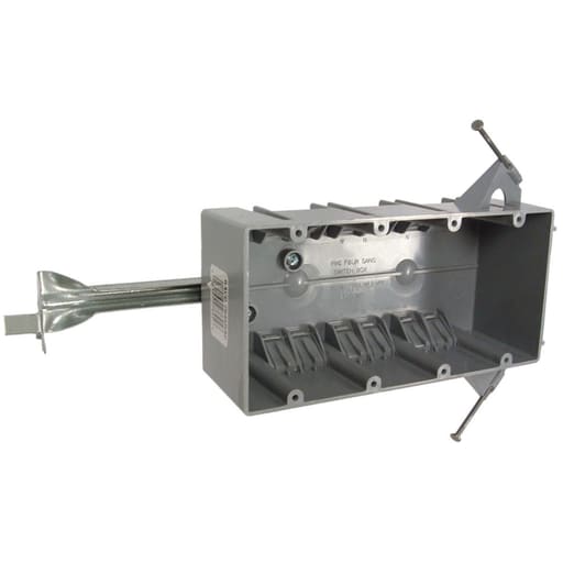 Raco Manufacturing - Raco 7645RAC Four-Gang Non-Metallic Cable Box w/Nails and Adjustable Brace, 55 cu. in.
