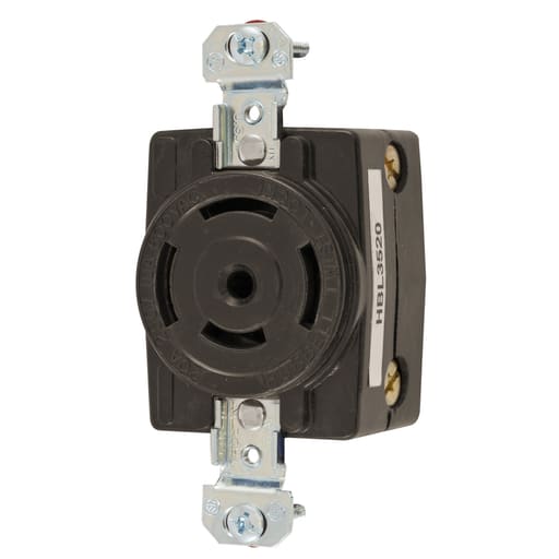 Hubbell Wiring Device - Hubbell HBL3520 10/20 Amp 600/250 VAC 4-Pole 5-Wire Non-NEMA Black Single Flush Receptacle