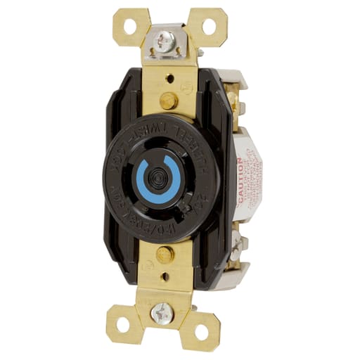 Hubbell Wiring Device - Hubbell HBL2440 20 Amp 120/208 Volt 4-Pole 4-Wire NEMA L18-20R Black Single Flush Locking Receptacle