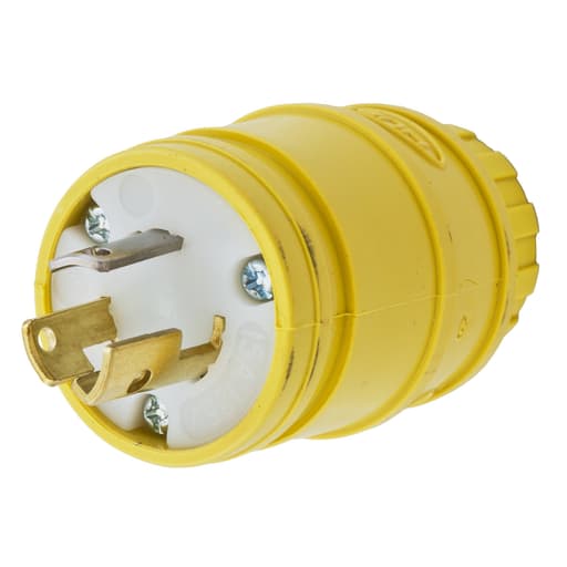 Hubbell Wiring Device - Hubbell HBL24W47 15 Amp 125 Volt 2-Pole 3-Wire NEMA L5-15P Yellow Watertight Locking Plug