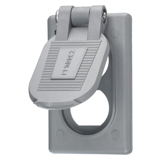 Hubbell Wiring Device - Hubbell HBL5222 Gray Reinforced Thermoplastic Polyester Device Mount Weatherproof Lift Cover