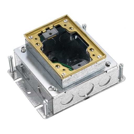 Hubbell Wiring Device - Hubbell B2421 1-Gang 39.5 In? Brass Stamped Steel Rectangular Floor Box