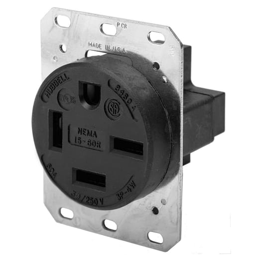 Hubbell Wiring Device - Hubbell HBL8460A 60 Amp 250 Volt 3-Pole 4-Wire NEMA 15-60R Black Single Straight Blade Receptacle