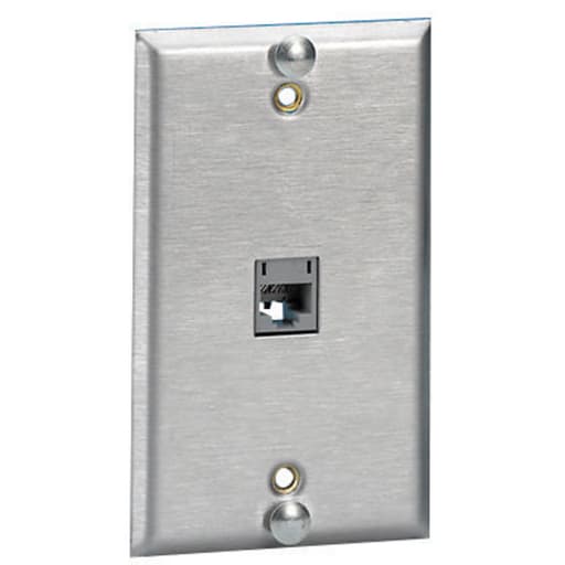 Hubbell Wiring Device - Hubbell Wiring Devices P630S1G 1-Gang Stainless Steel 1-Port Wall Mount Phone Plate