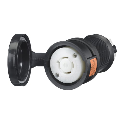 Hubbell Wiring Device - Hubbell HBL2413-SW 20A 125/250V AC Twist-Lock Watertight SAFETY-SHROUD Black VALOX Connector Body