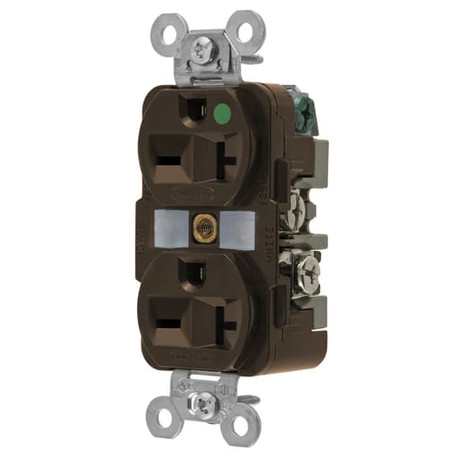 Hubbell Wiring Device - Hubbell HBL8400DUP Receptacle, HG, 20A 250V, 6-20R, BR