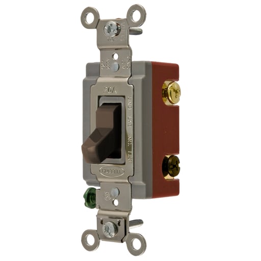 Hubbell Wiring Device - Hubbell HBL1223 20 Amp 120/277 VAC 3-Way Brown Toggle Switch
