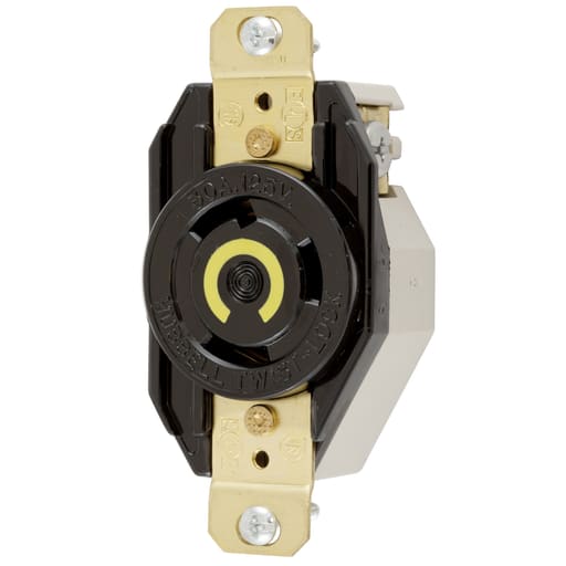 Hubbell Wiring Device - Hubbell HBL2610 30A 125V Twist-Lock Black Nylon Single Flush Receptacle