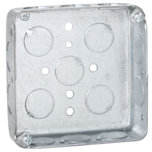 Raco Manufacturing - Raco 185 4" Square Box, Drawn, 1-1/4" Deep with Fifteen 1/2" KO's