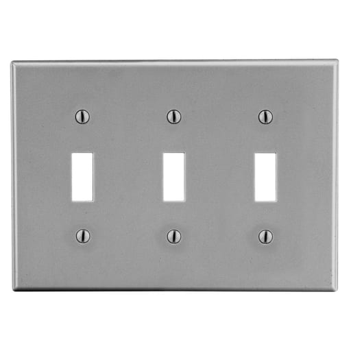 Hubbell Wiring Device - HWDK PJ3GY WALLPLATE, M-SIZE, 3-G,
