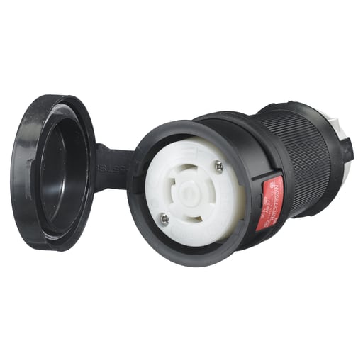 Hubbell Wiring Device - Hubbell HBL2733SW 30 Amp 480 Volt 3-Pole 4-Wire NEMA L16-30R Black and White Watertight Locking Connector Body