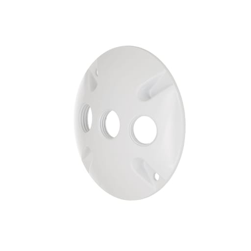 Raco Manufacturing - Bell 5197-1 Round Weatherproof Cluster Cover, Three 1/2 in. Threaded Outlets, White