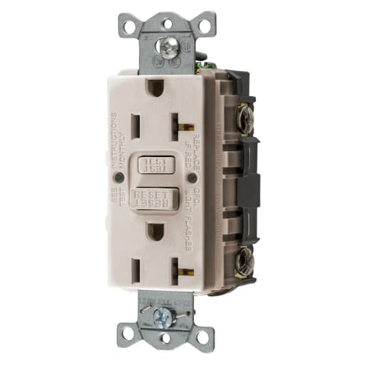 Hubbell Wiring Device - Hubbell GFRST20LA 20 Amp 125 Volt 2-Pole 3-Wire NEMA 5-20R Light Almond GFCI Receptacle