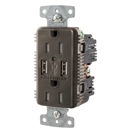 Hubbell Wiring Device - HWDK USB15A5 RCPT DUP 15A 125V 5A 5
