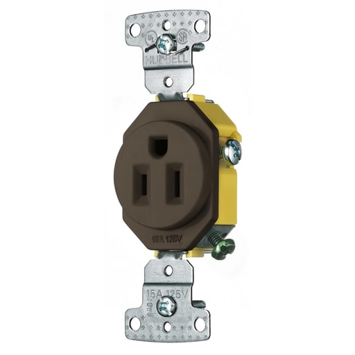 Hubbell Wiring Device - HCI RR151 RESI SGL RCPT, 15A 125V,