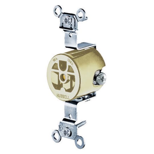 Hubbell Wiring Device - Hubbell HBL5251I 15 Amp 125 Volt 2-Pole 3-Wire NEMA 5-15R Ivory Compact Single Receptacle