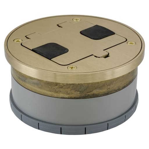 Hubbell Wiring Device - Hubbell RF409BR Flush Fit Cover for Hardwood & Tile Floors - Solid Brass